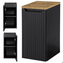 Móvel de banheiro - HELLOSHOP26 - NEWPORT - Preto/Carvalho - Frente estriada - Porta Softclose 30,4x40x59,5 cm