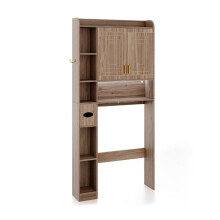 Möbel über der Toilette - HELLOSHOP26 - 80x20x171 cm - MDF - 3 Farben LED-Band - Kipp-Schutz