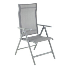 Sedia da giardino - HELLOSHOP26 - Sedia pieghevole - Alluminio - Schienale regolabile 8 posizioni - Grigio