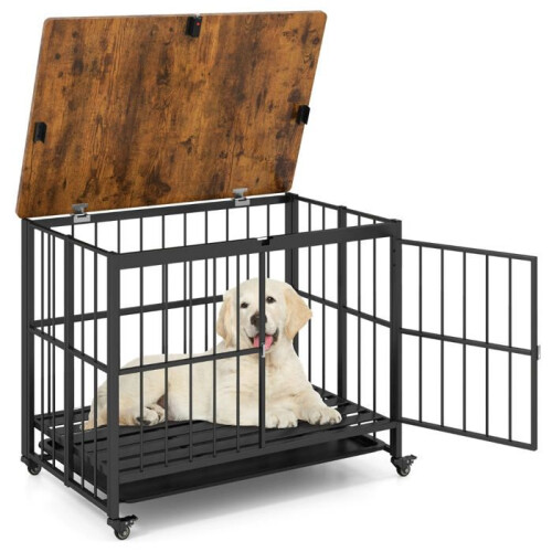 Faltbare Hundebox mit abnehmbarem Tablett 97 x 64 x 75 cm sicher und