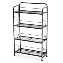 Support de plantes - HELLOSHOP26 - 4 niveaux - Pliable - Métal noir - 60 x 25 x 100 cm 40 kg