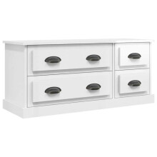 Meuble TV - HELLOSHOP26 - Meuble TV multimédia - Blanc brillant - 4 tiroirs - 100 x 35,5 x 45 cm