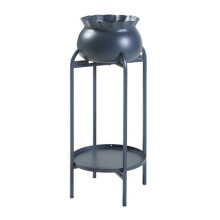 Porte-plantes - HELLOSHOP26 - 03_0010338 - métal noir - 2 niveaux - cache-pot amovible
