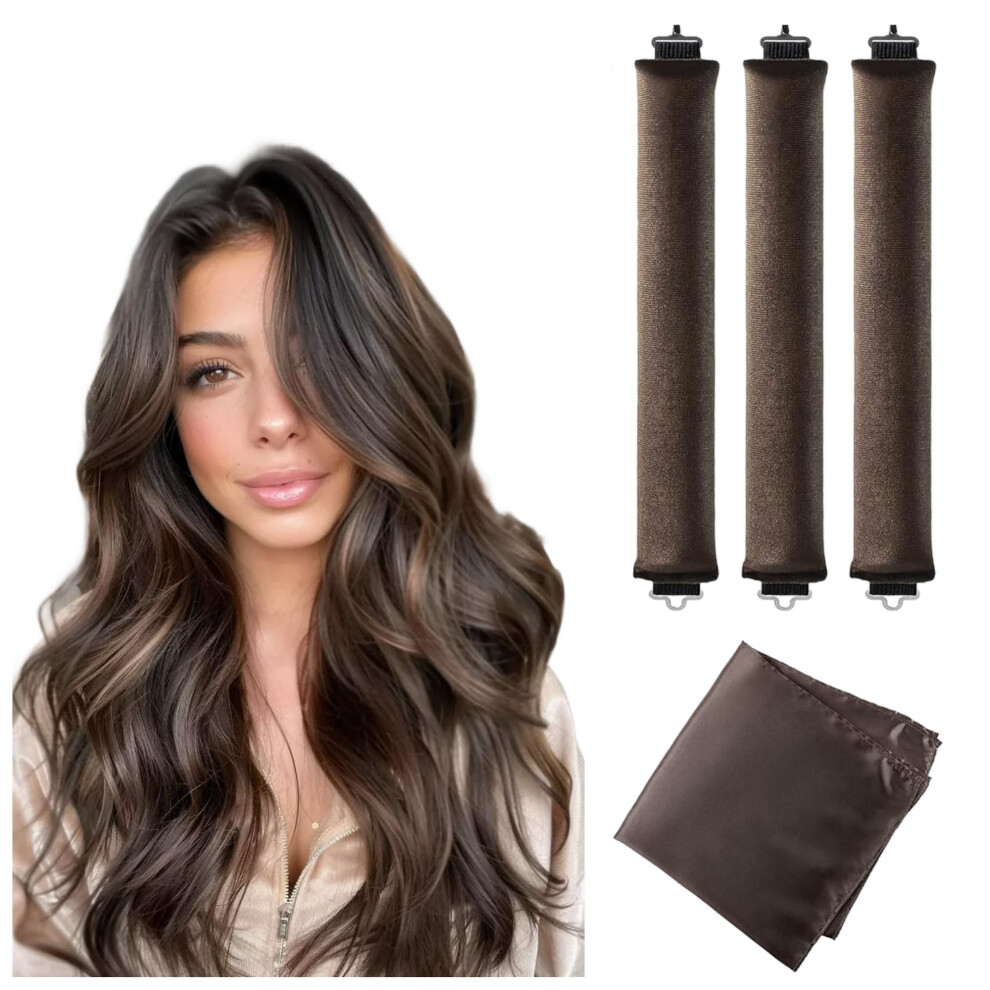 Heatless Hair Curlers Set with Silk Rods and Scarf for Frizz Overnight Styling