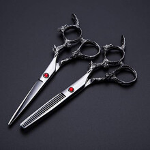 6 Inch Hair Cutting Scissors Kit with 440C Stainless Steel, UltraSharp Blades and Barber Thinning Shears