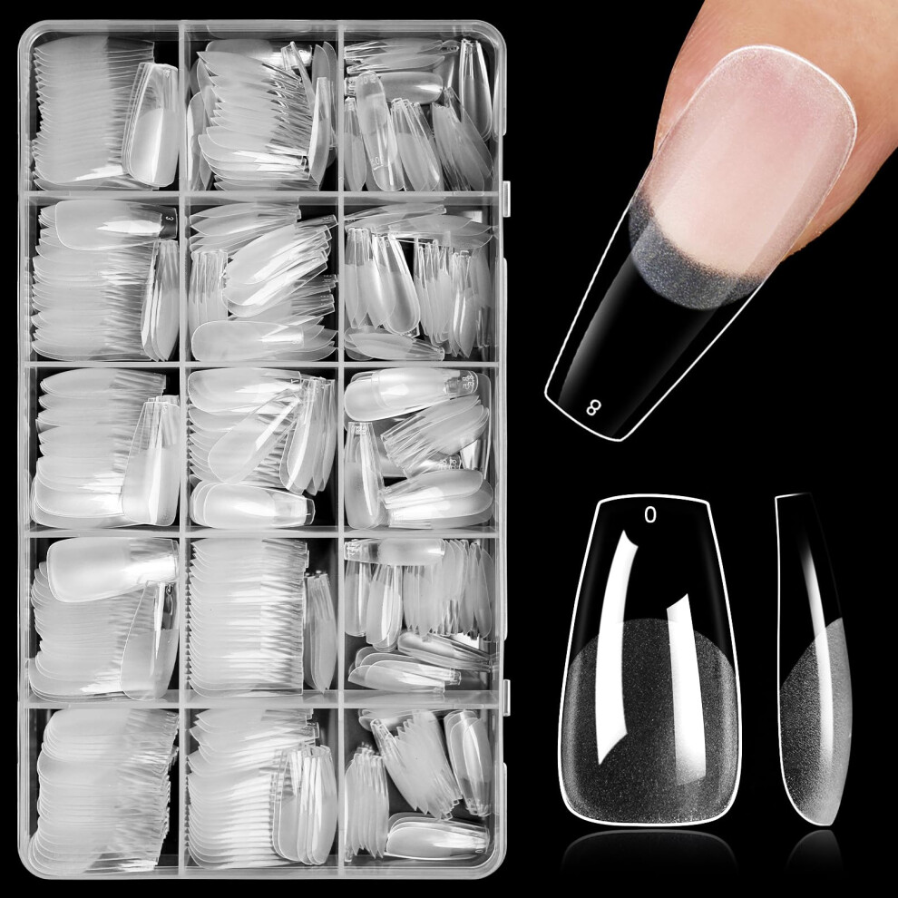 420pcs Coffin Nail Tips Medium Acrylic Fake Nails Soft Gel Half Matte Press On Extensions 15 Sizes