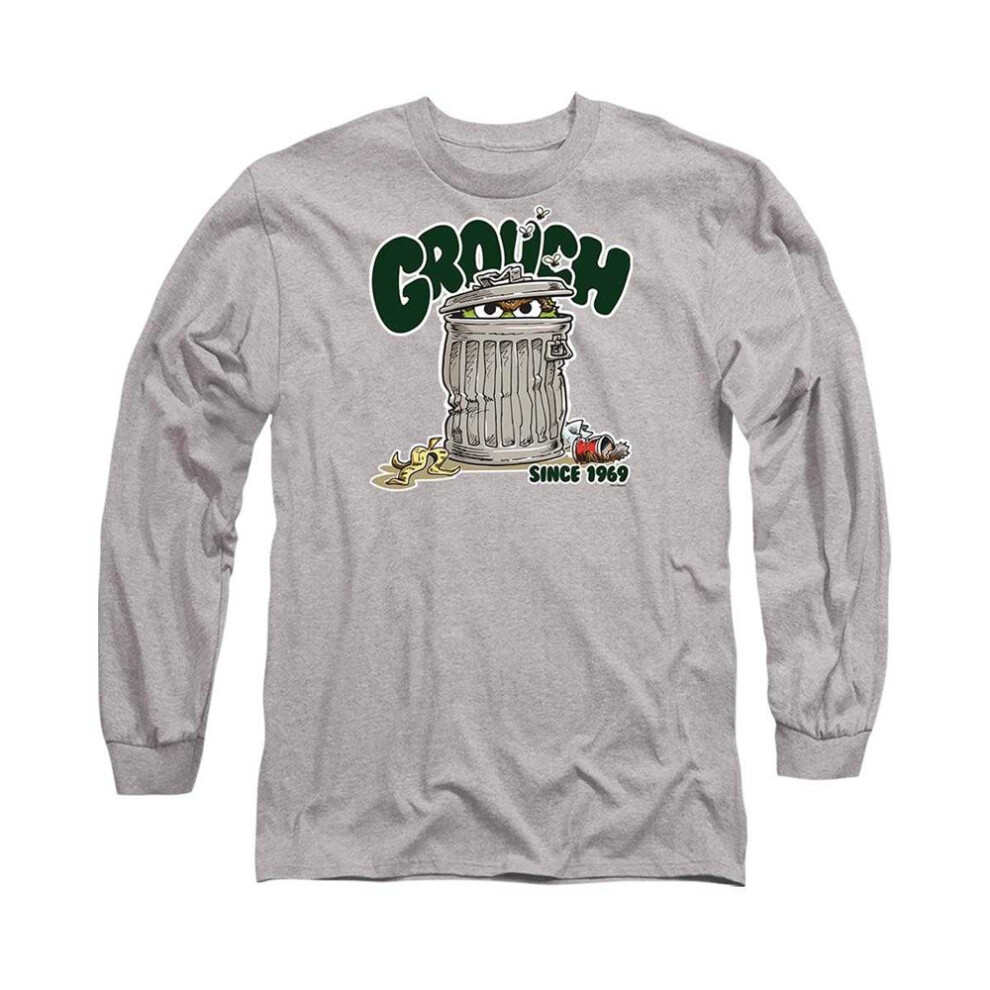 Sesame Street (S, Athletic Heather) Unisex Adult Oscar The Grouch Heather Long-Sleeved T-Shirt Multicoloured