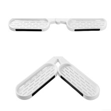 Bathroom Corner Shelf NoDrill 360 Swivel Wall Mounted Shower Organizer with Drain Holes White+Black