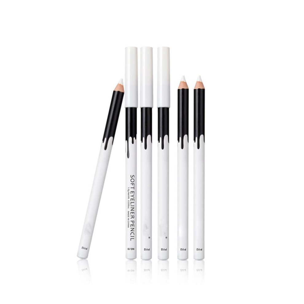 White Eyeliner Pencil Waterproof Long Lasting Smooth Finish for Waterline and Inner Corner Highlight