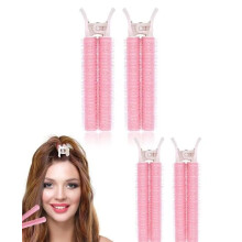 4 Stuks Roze Haarrollers met Clip, Draagbare Volume Clips, Volumizer Haarwortel Clips, Stylen Accessoires