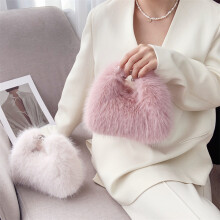 (Camel) New Autumn Winter Faux Fox Fur Box Clutch Bag Elegant Fluffy Evening Bag High-End Fur Shoulder Bag for Women