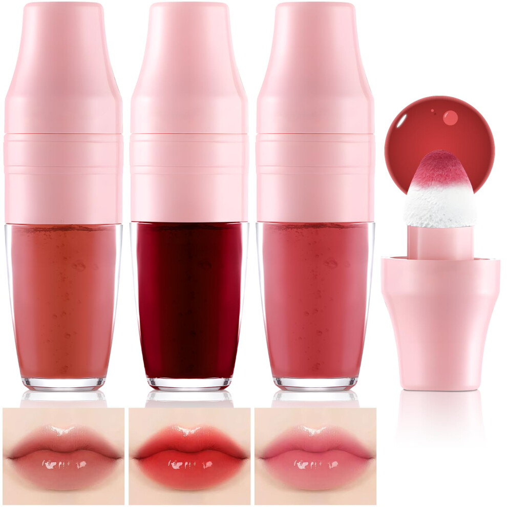 Lip Stain Set 3 Colors, Waterproof Long Lasting Moisturizing Tint for Lips and Cheeks
