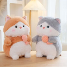 (Gray,25cm)New Cartoon Cat Plush Toy, Fish-Loving Kitten Stuffed Animal, Kids Birthday Gift, Living Room Bedroom Creative Decor, Soft & Cute, 20cm