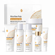Rice Skin Care Set for Women, 6 Piece Facial Kit with Deep Hydration and Brightening Benefits