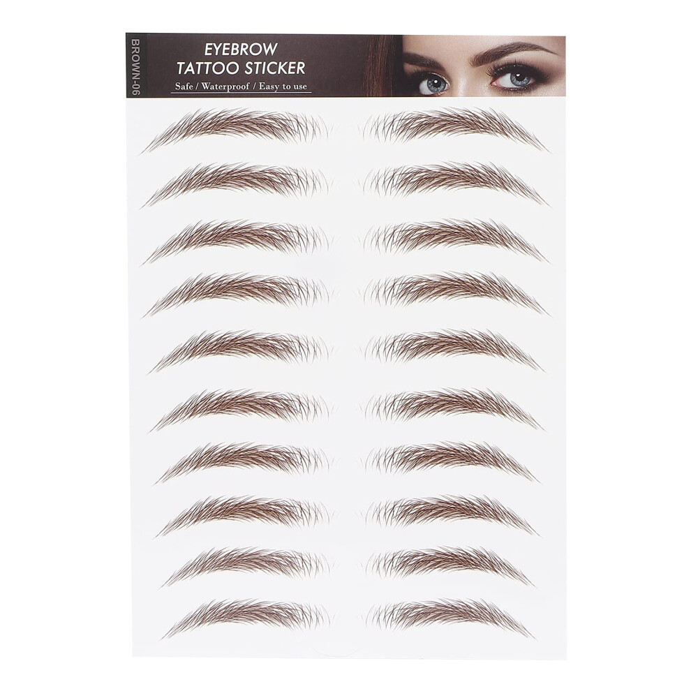 6D Waterproof Eyebrow Tattoo Stickers for Women, Long Lasting Natural Look Brown BROWN06