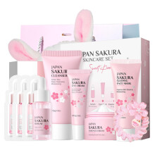 Teen Girls Skincare Set with Sakura Scent, Complete 6PCS Japanese Gift Kit for Ages 1012