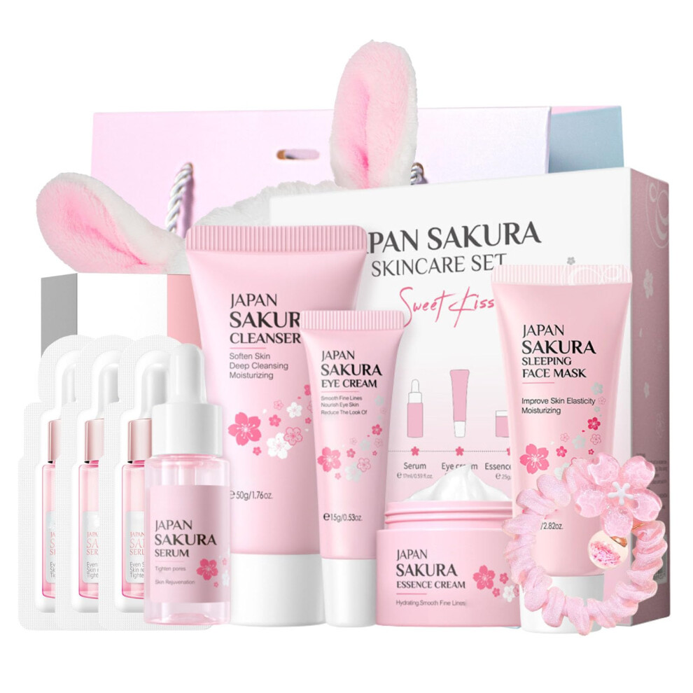Teen Girls Skincare Set with Sakura Scent, Complete 6PCS Japanese Gift Kit for Ages 1012