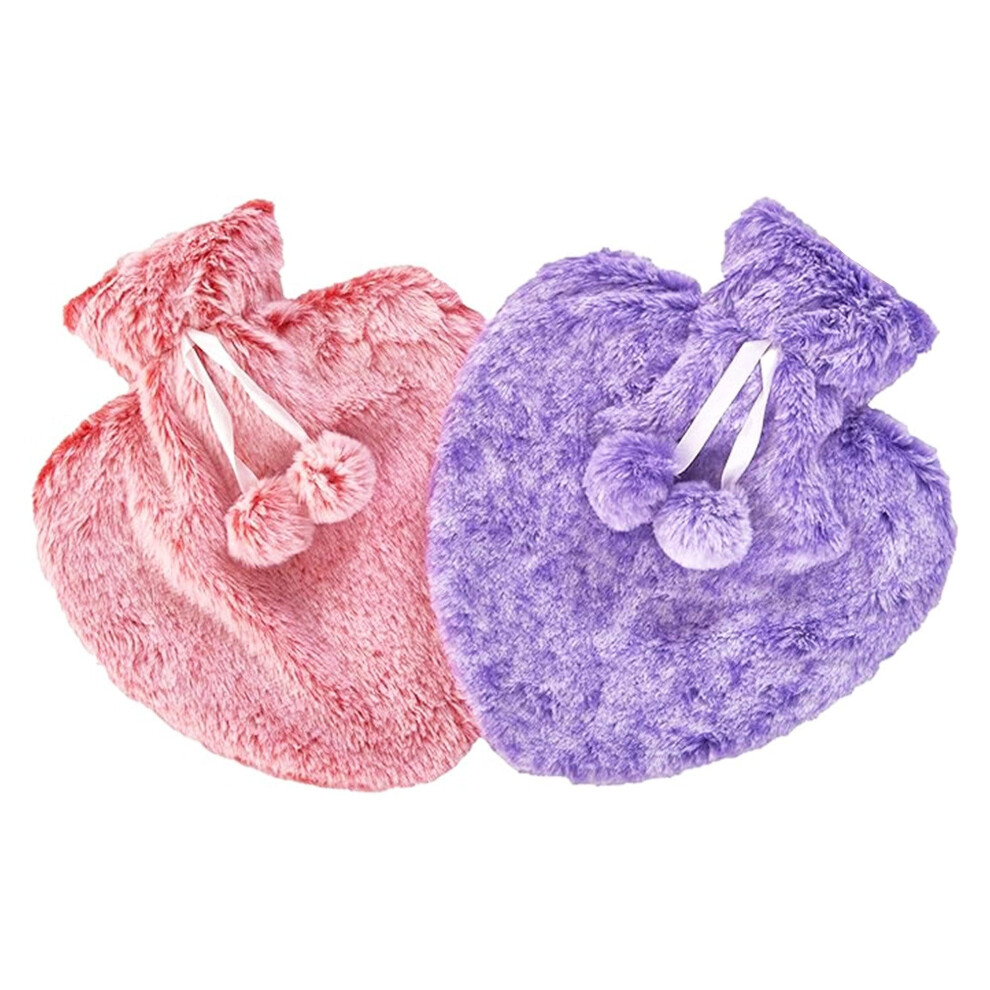 K Collection Heart Pom Pom 1L Hot Water Bottle Cover (Pack Of 2)
