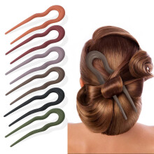 6PCS French Hair Pins for Women Elegant Bun Styling U Shaped Pins Secure Hold for Thick Hair Orange