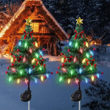 Solar Christmas Tree Lights Outdoor Waterproof LED, Solar Powered Mini Xmas Decoration for Garden Patio Yard Balcony Indoor 1pc B1 2in