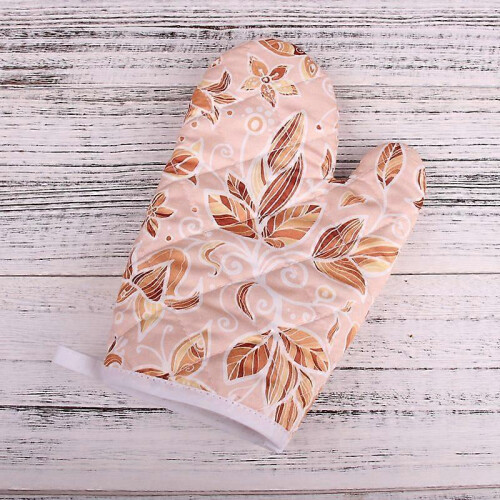 (maple leaf) Heat Resistant Cotton Baking Gloves Non-Slip Oven Mitts