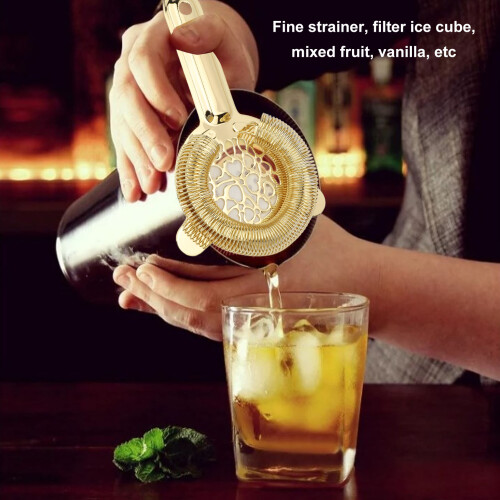 Stainless Steel Cocktail Strainer – Glossy Gold Bar Bartender Tool 2