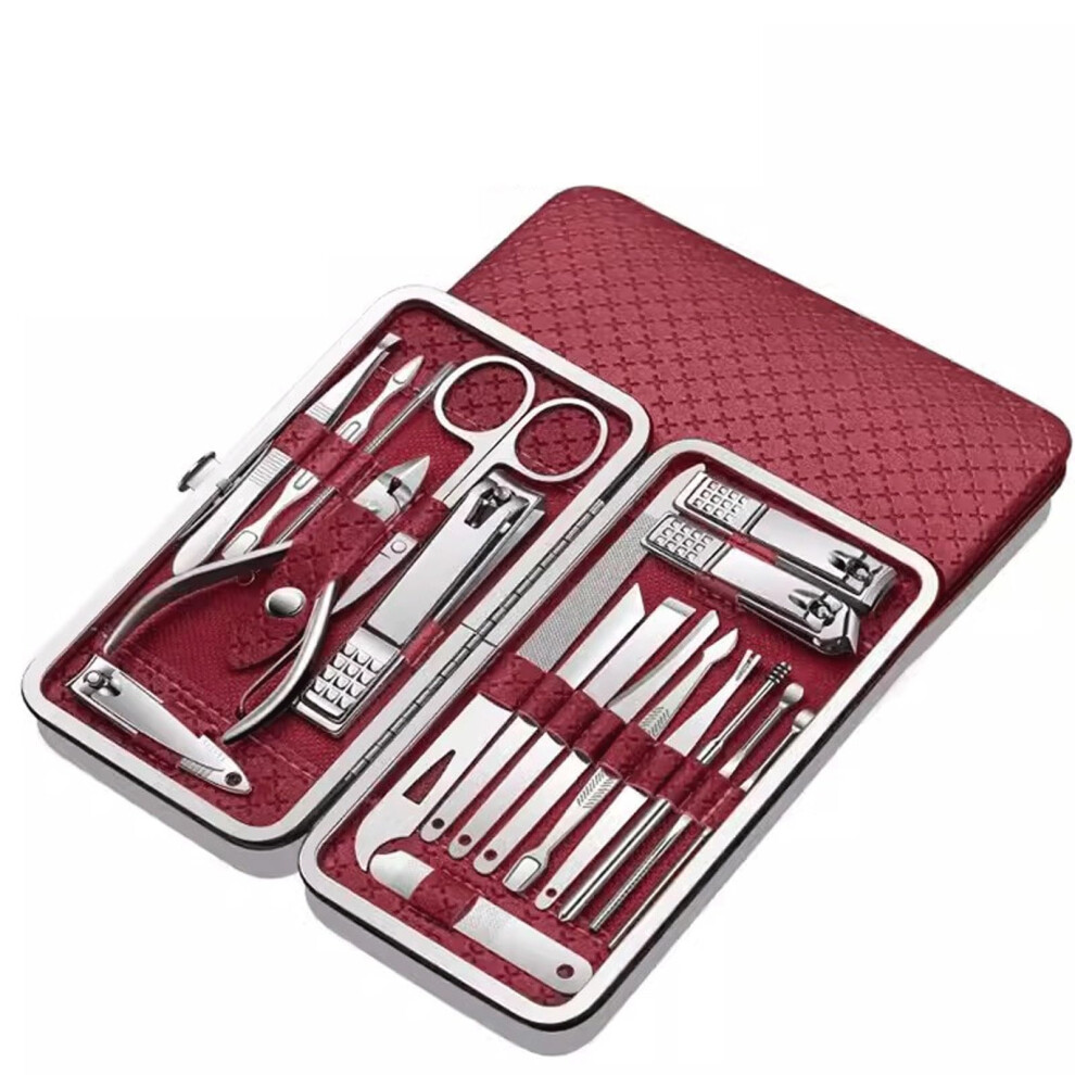 Nail Clippers Set 19 Piece Stainless Steel Manicure Pedicure Kit with Compact Travel Case