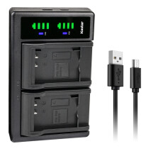 NP48 USB Dual Battery Charger with Smart LED Display for Fujifilm XQ1 XQ2 Cameras