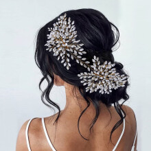 Gold Rhinestone Bridal Hair Accessories Crystal Wedding Hair Comb for Bride Handmade