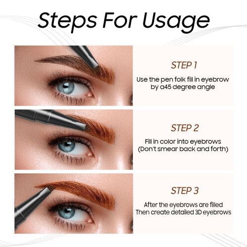 Waterproof Microblading Eyebrow Pen with 4 Fork Tip, Smudge Proof Long Lasting Natural Brow Pencil 2