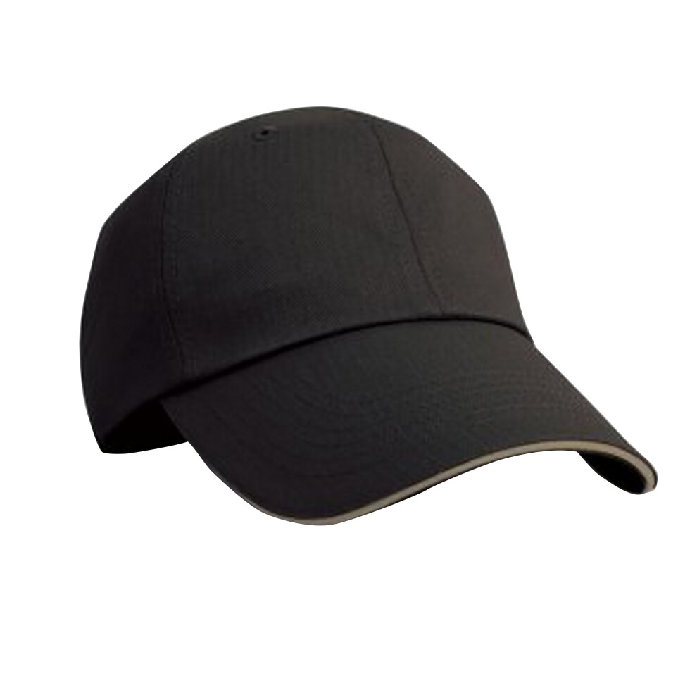Result (One Size, Black/Tan) Unisex Herringbone Contrast Colour Sandwich Peak Baseball Cap
