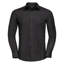 (2XL, Black) Russell Collection Mens Long Sleeve Poly-Cotton Easy Care Tailored Poplin Shirt