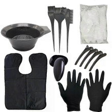 (9Pcs)Hair Dyeing Tools Set Home Salon Hair Dyeing Brush Hair Dyeing Cream Bowl Coloring Brush Comb Earcap Clips Dyeing Cape Kits