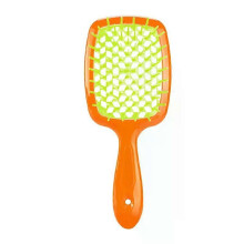 (Orange Yollew) Fluffy Shape Mesh Comb Hairdressing detangling hair brush Plastic Massage Dry And Wet Hollow Comb Salon DIY Hairdressing Tool
