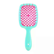 (Blue Rose Red) Fluffy Shape Mesh Comb Hairdressing detangling hair brush Plastic Massage Dry And Wet Hollow Comb Salon DIY Hairdressing Tool