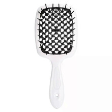 (White black) Fluffy Shape Mesh Comb Hairdressing detangling hair brush Plastic Massage Dry And Wet Hollow Comb Salon DIY Hairdressing Tool