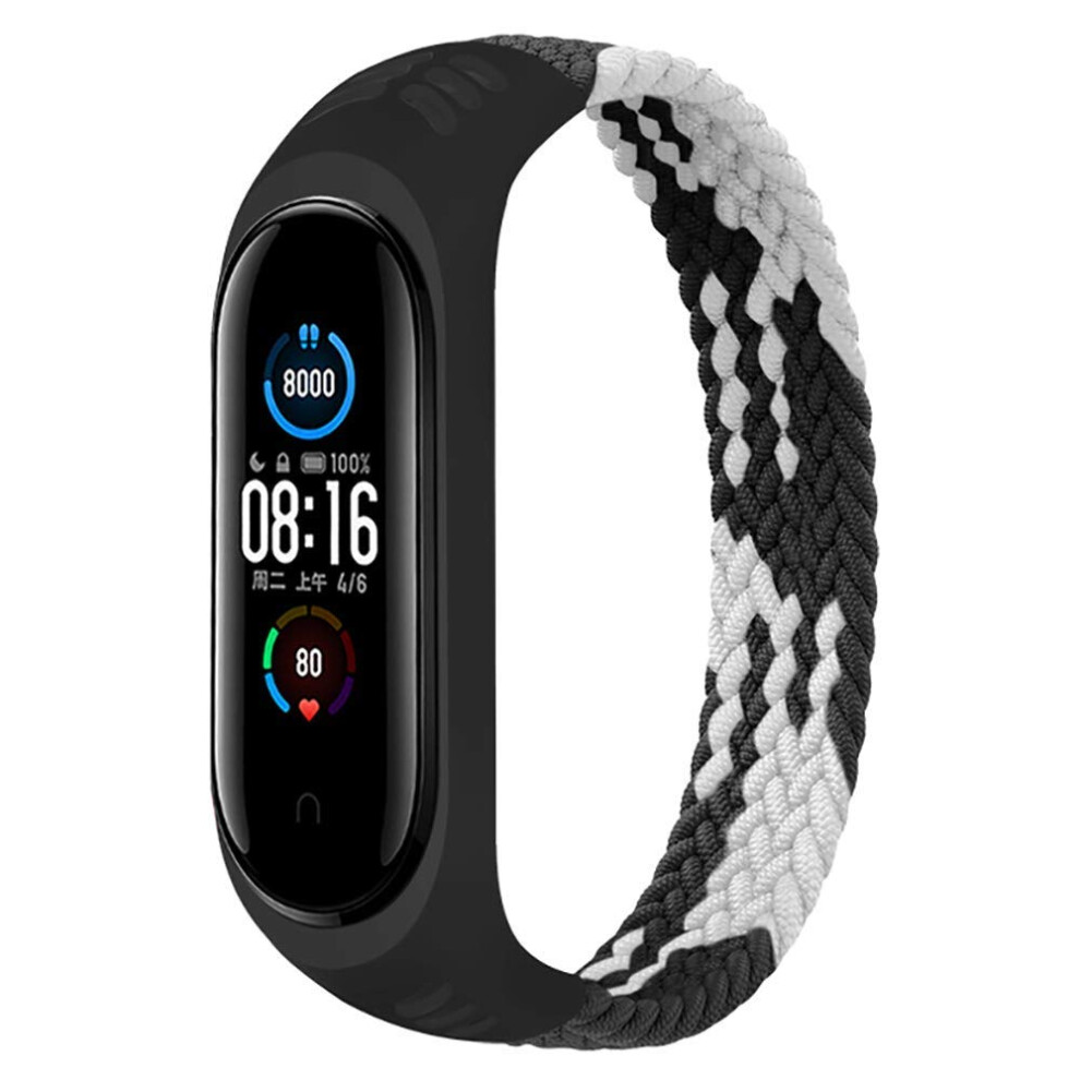 Xs Braided Solo Loop Nylon Replacement Band For Xiaomi Mi Band 7 6 5 4 3 Black/White 9113335825031