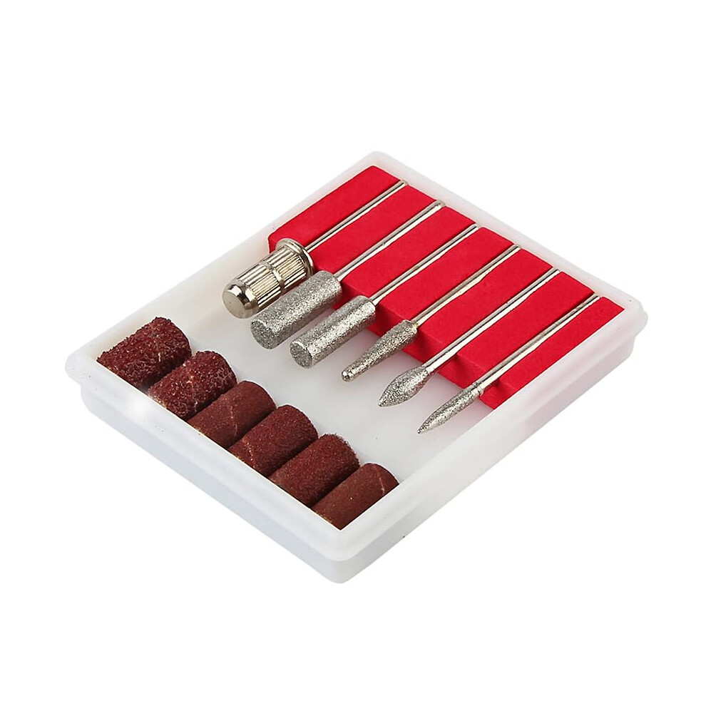 12Pcs Nail Drill Bit Set With Reusable Sanding Bands, Multishape Heads For Acrylic Gel Manicure 9092120590135