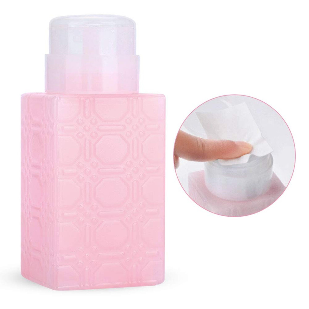 Lockable Pump Dispenser Bottle for Nail Polish Remover and Makeup, Leak Proof Refillable Plastic