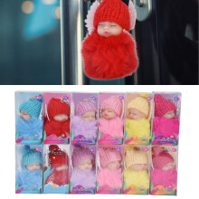 Porte-clé poupée bébé endormie, 12 pièces, peluche en PVC de 10 cm