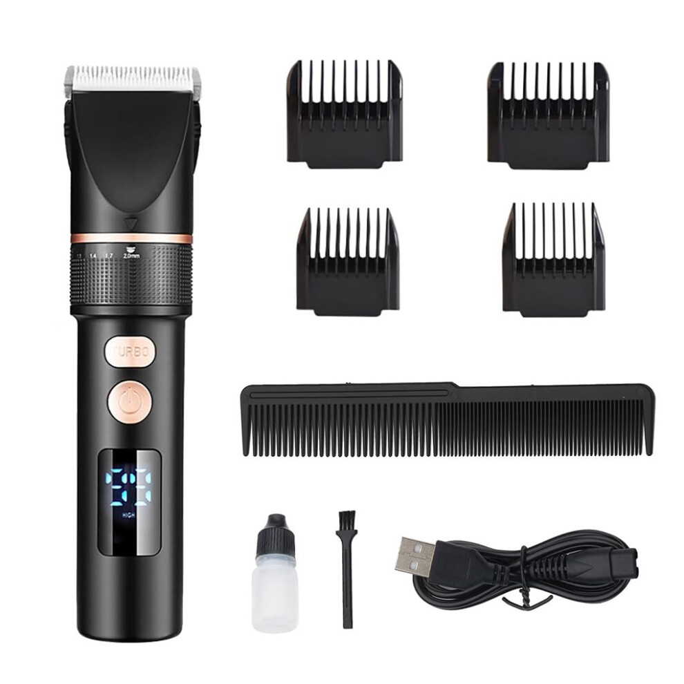 Professional Hair Clipper and Trimmer for Men, Cordless Rechargeable with LED Display, Low Noise