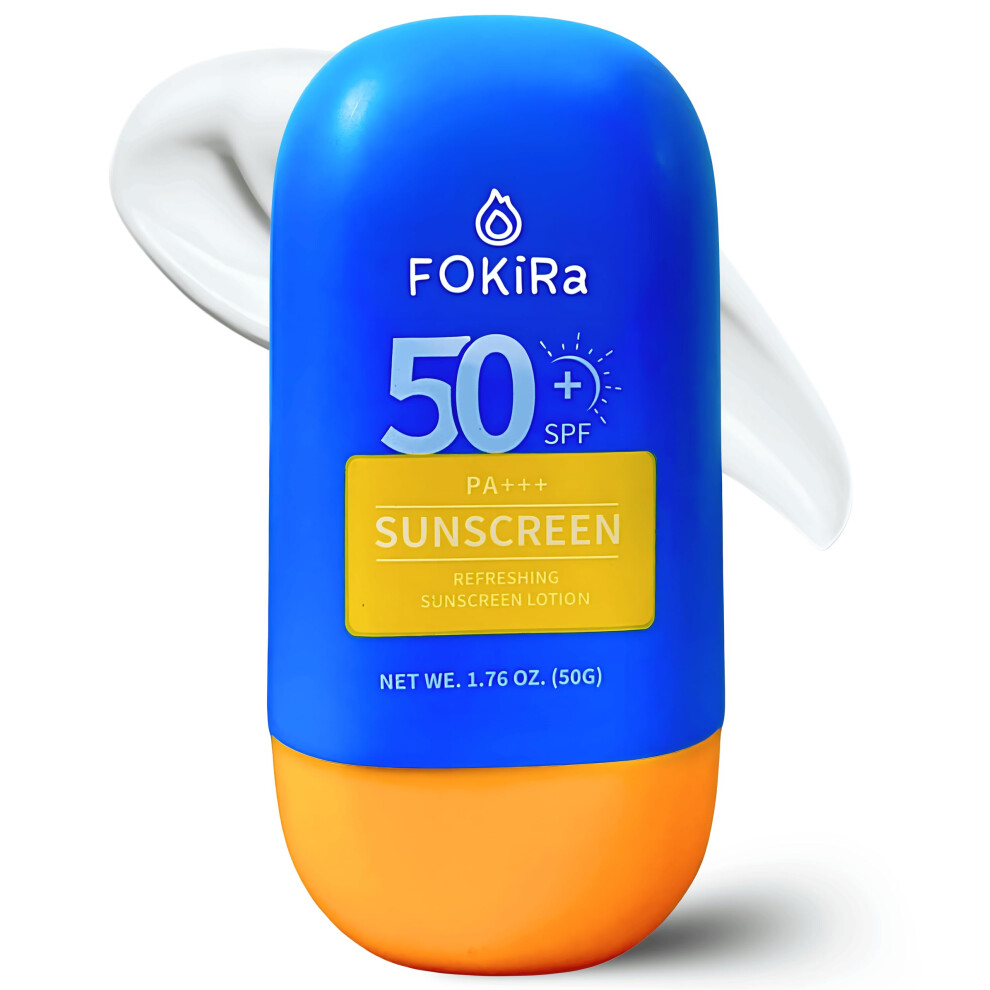 SPF 50+ Broad Spectrum Sunscreen Lotion for Sensitive Skin, Water and Sweat Resistant, Lightweight