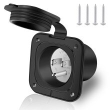 15 Amp RV Shore Power Inlet with Waterproof Cover, NEMA 515P Waterproof Flange Mount Outlet for Marine Trailer Generator