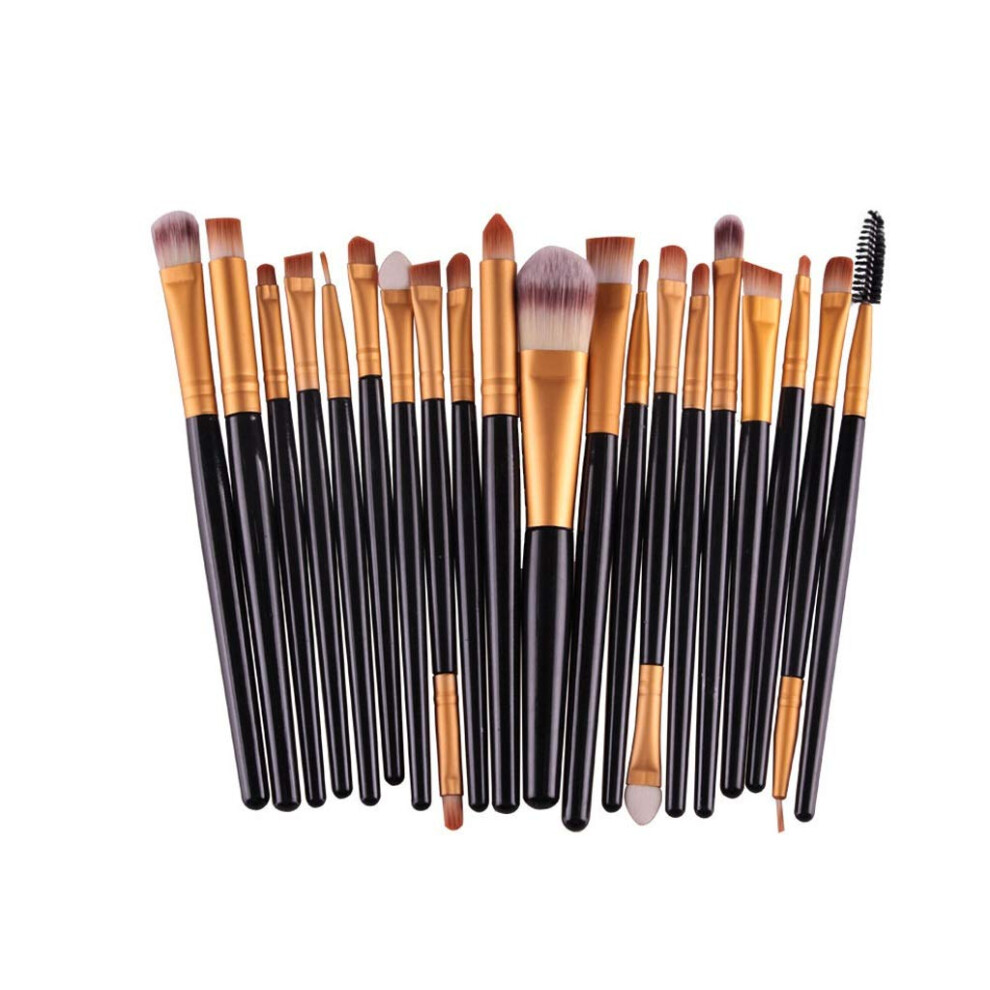 Black 20 Pcs Makeup Brush Set For Foundation Eyeshadow And Blusher With Precise Detailing Design