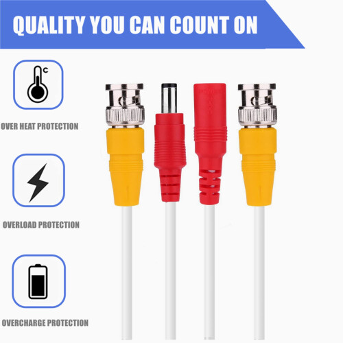 25ft White BNC Video Power Cable for LHV162C8D4B MPX42W CCTV Camera Replacement 1