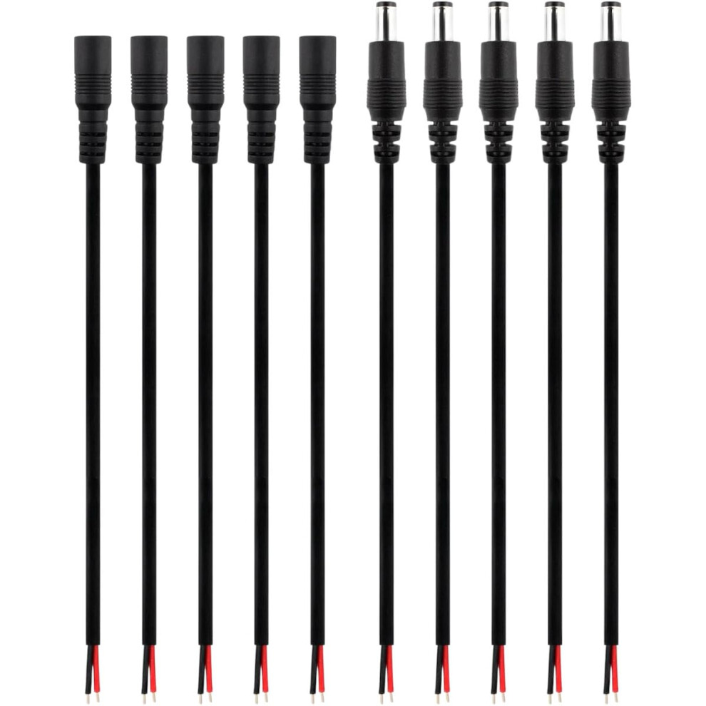 10 Pairs 5.5Mm X 2.1Mm Dc Power Pigtail Cable Male Female Adapter For Cctv Camera 9169991696416