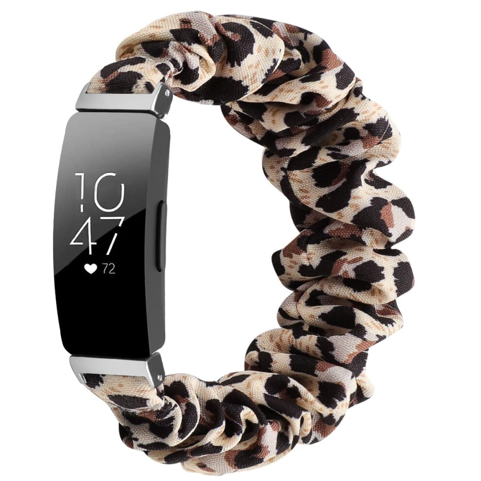 Replacement Band Leopard Print Elastic Scrunchie Strap For Fitbit Inspire, Inspire 2 And Hr Women 9113335826403