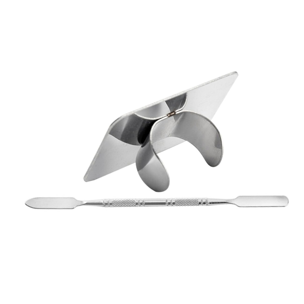 Stainless Steel Makeup Mixing Palette with Spatula and Ring Grip for Foundation and Nail Art Ref: 6393