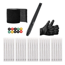 Professional Hand Poke Tattoo Kit with Stainless Steel Needles and Bright Longlasting Pigments Black