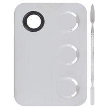 Makeup Mixing Palette Stainless Steel Rectangle Plate with Spatula for Precise Pigment Blending
